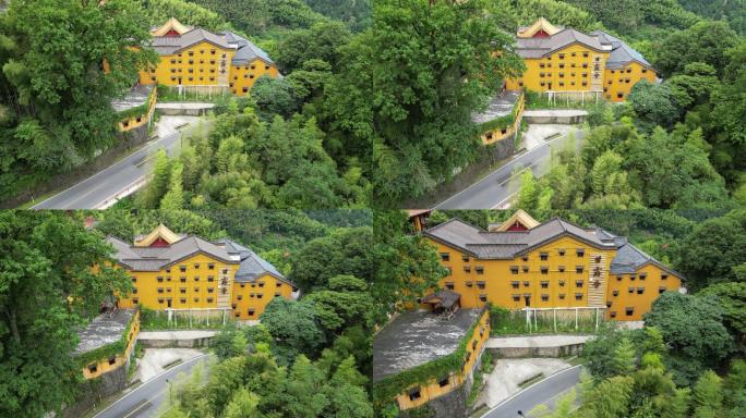 九华山风景区寺院甘露寺航拍