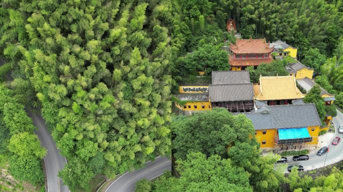 九华山风景区寺院甘露寺航拍