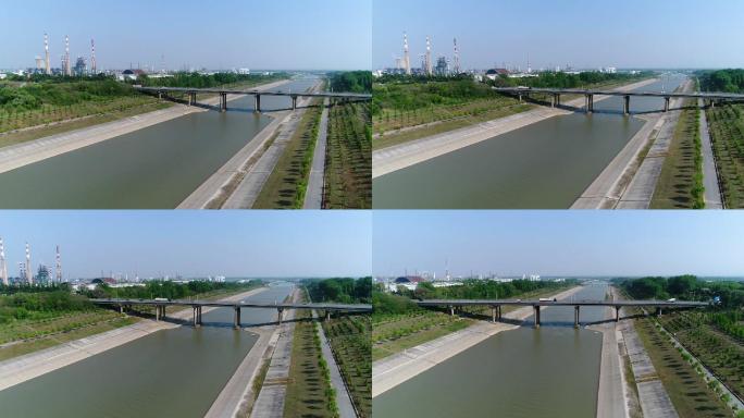 蓝天白云 河流桥梁 石油化工 工业园区