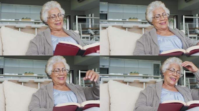 非裔美国老年妇女在家里摆弄找乐趣