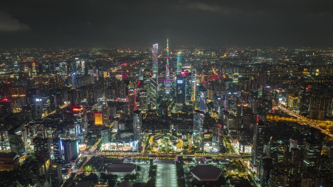【商用4K】广州中轴天环航拍大气夜景城市