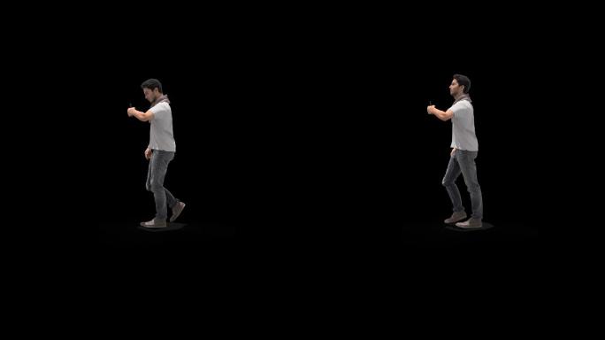 3D侧面男士走路看手机玩手机