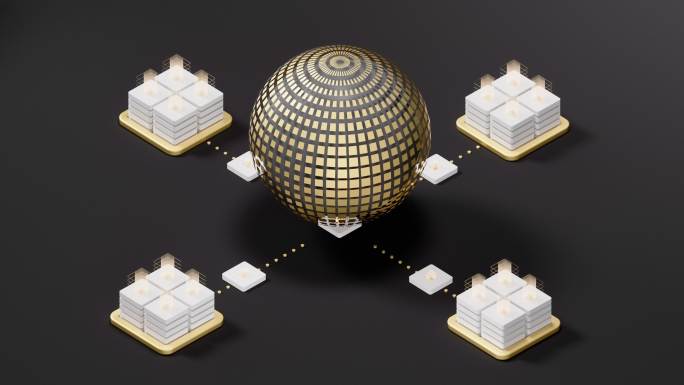网络服务器主机与全球化概念3D渲染