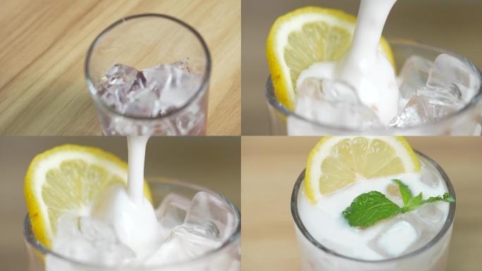 杨梅酸奶饮料制作过程 倒酸奶升格 倒冰块