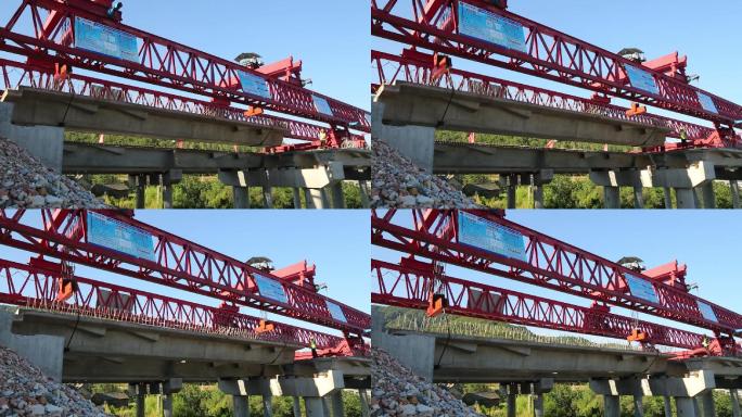 高铁高速施工架桥机延时拍摄