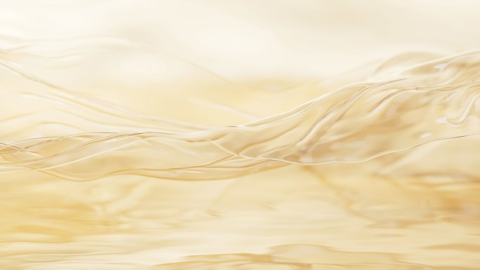 金色水面上流动的布料3D渲染
