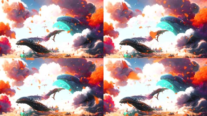 393 4K  彩色 鲲 鲸鱼 天空