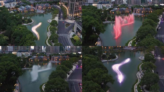 一大会址夜景音乐喷泉