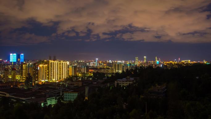 昆明城市全景日转夜延时摄影4K