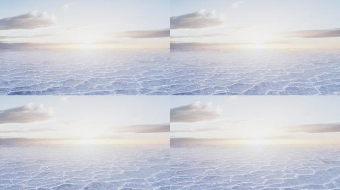 寒冷的冰面冬季户外景观与阳光背景3D渲染