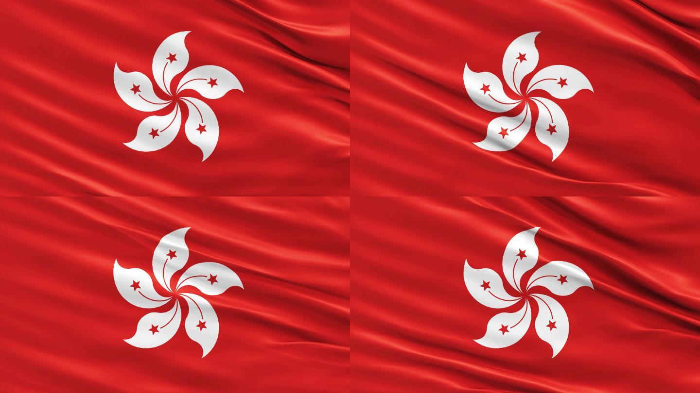 4k中国香港区旗旗帜无限循环背景