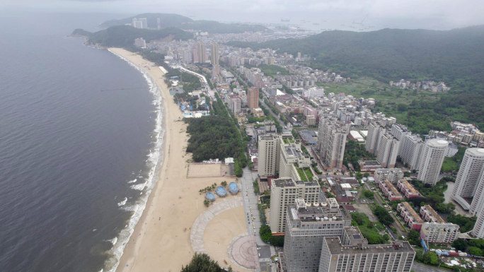 海陵岛海岸线，海滨城市风光航拍