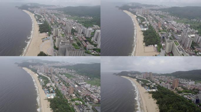 海陵岛海岸线，海滨城市风光航拍