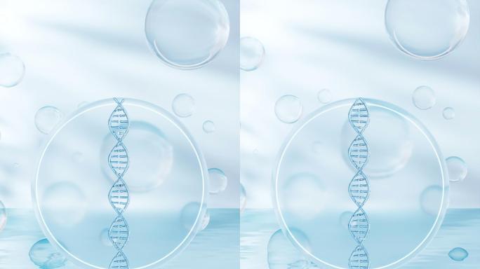 水面上的DNA生物科技概念动画3D渲染