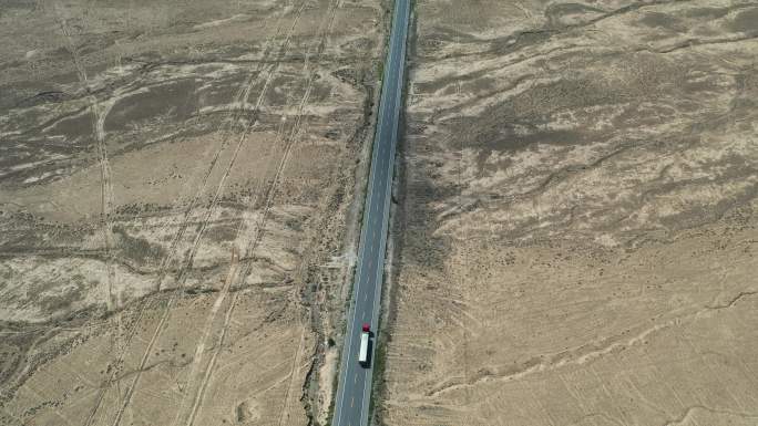 原创甘肃G312国道戈壁荒漠公路交通运输