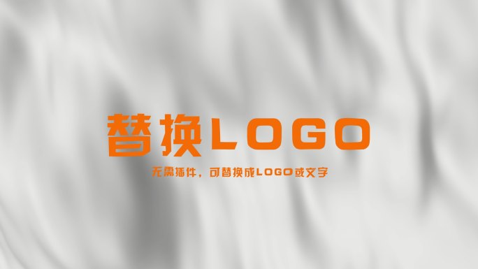 无插件】4K白色旗帜飘扬logo标志