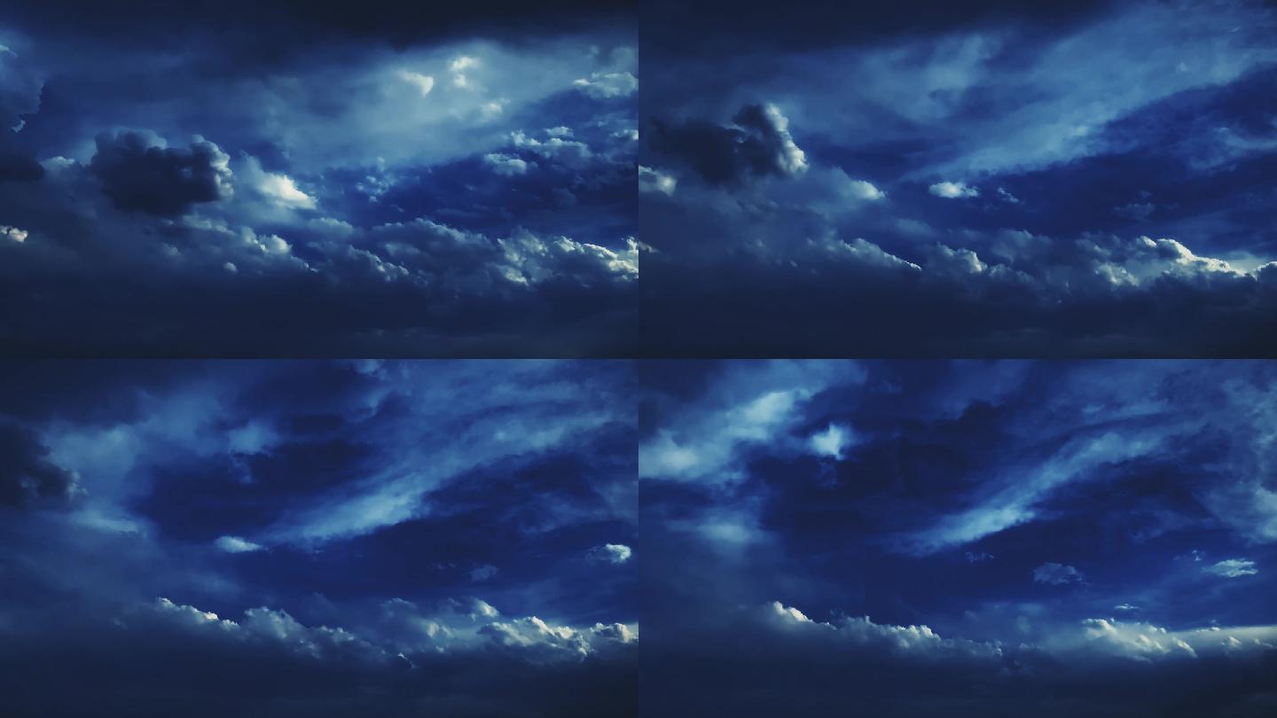 【HD天空】阴郁墨蓝云影魔幻云层阴云云团