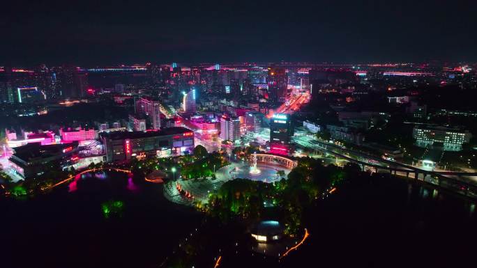 安徽芜湖城市夜景航拍