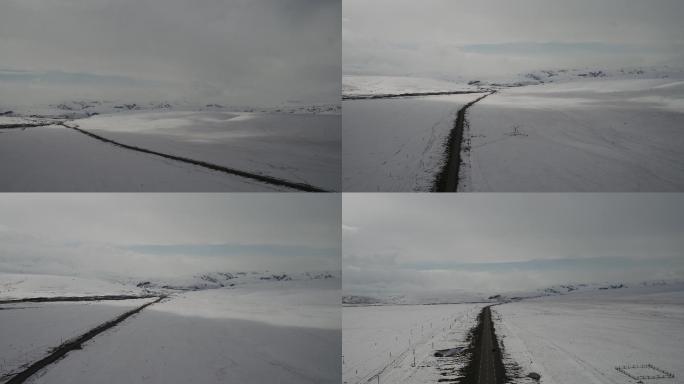 新疆 独库公路  雪山 公路