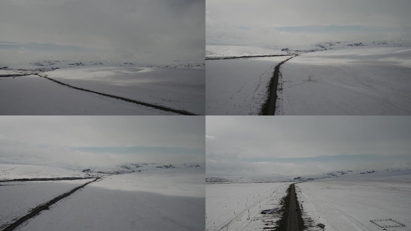 新疆 独库公路  雪山 公路