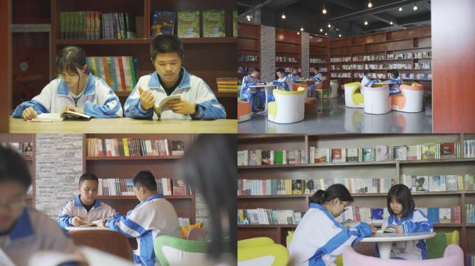 学生在图书馆看书