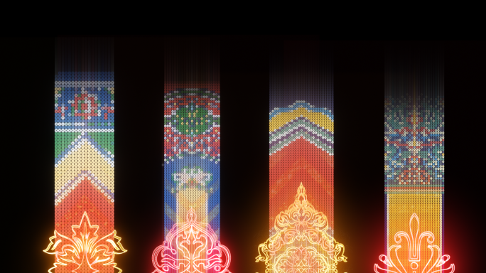 国潮赛博朋克中国风全息古典彩绘边框素材