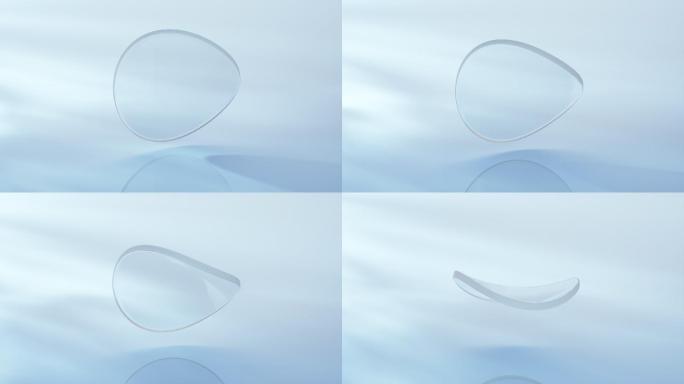 透明创意玻璃几何体渐变玻璃曲面3D渲染