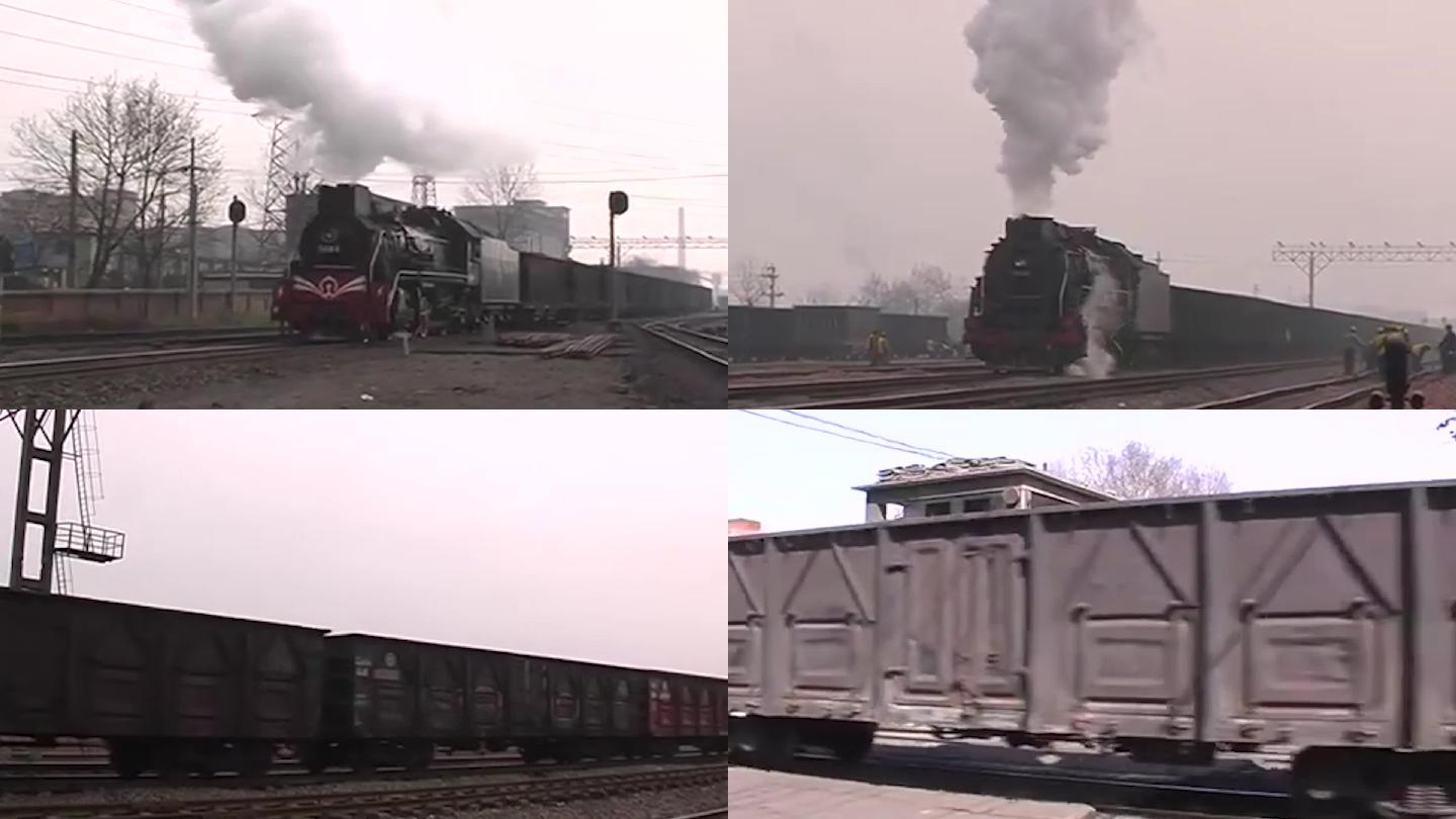 90年代蒸汽火车铁道口铁路口