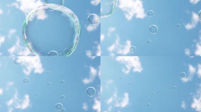 泡泡飞向蓝色空中