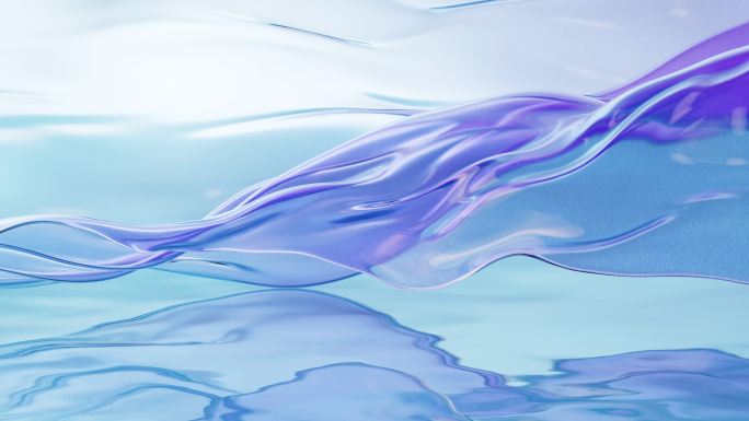 紫色夏日清新水面上飘动的布料3D渲染