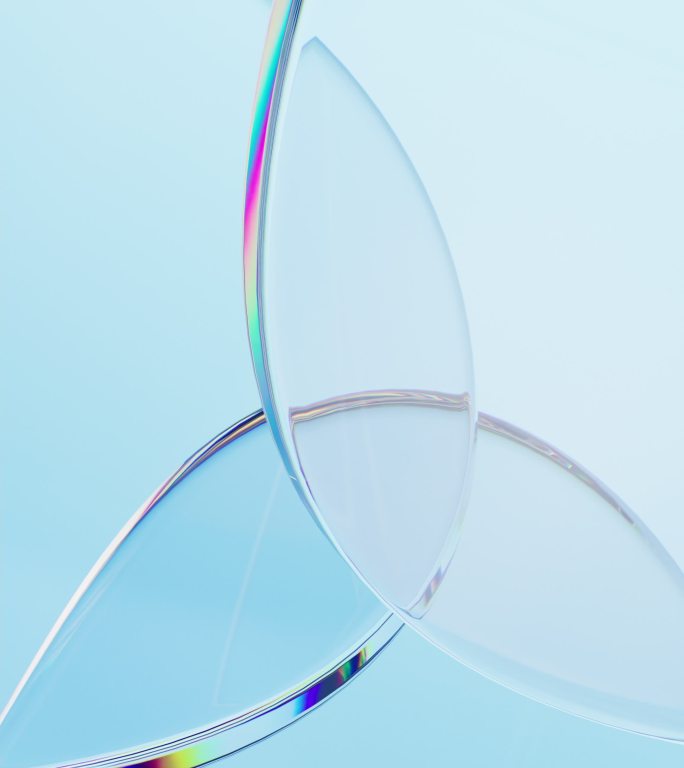 透明创意几何体玻璃曲面极简背景3D渲染