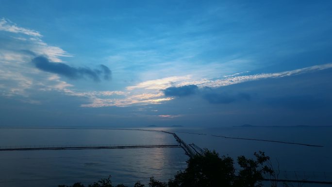 太湖日落漫山岛延时摄影