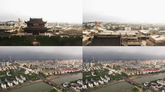 苏州航拍古镇建筑城市空镜头