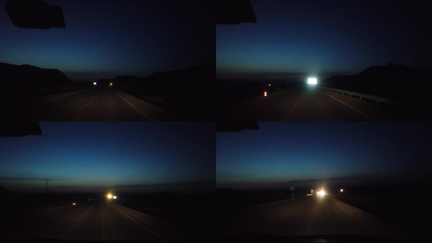 西北 戈壁 旅行 夜晚 车里 公路