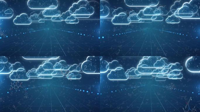 蓝色科技云粒子分子空间