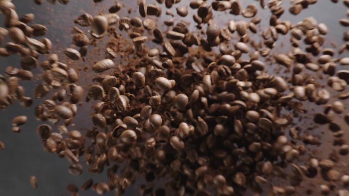 咖啡豆咖啡粉可可粉被拍起