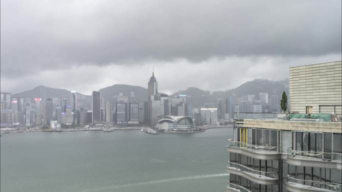 香港维港下雨延时
