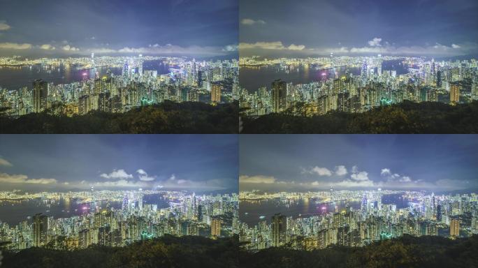 香港太平山高视角维港夜景 延时