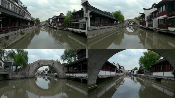 江南古镇无人机穿桥镜头4K航拍素材