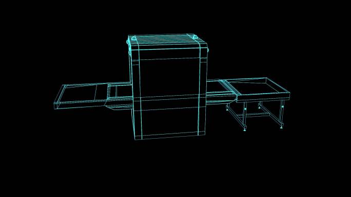 2K蓝色全息科技安检机素材动画带通道