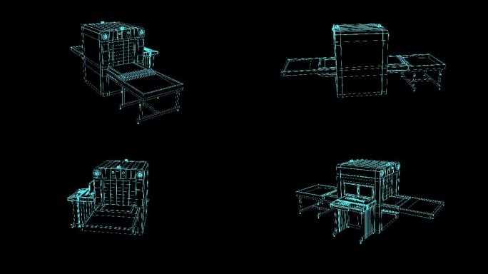 2K蓝色全息科技安检机素材动画带通道