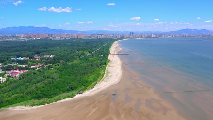 北戴河远眺秦皇岛航拍全景