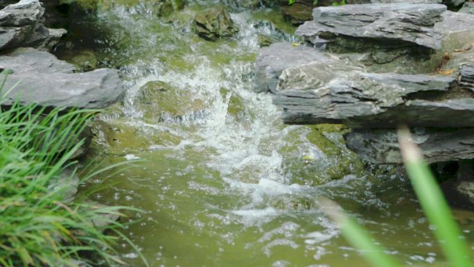 自然山间小溪流水
