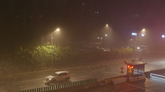 城市暴雨 路灯  南京暴雨 打雷闪电