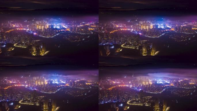 4k航拍重庆綦江城市夜景延时