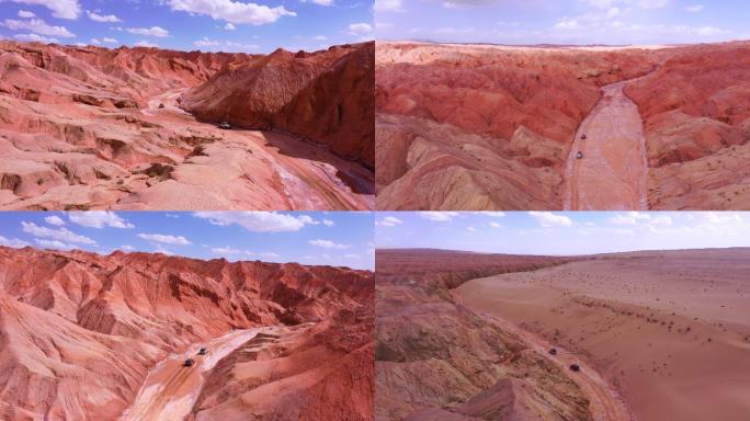 大柴旦红土地火星大峡谷越野车穿越航拍