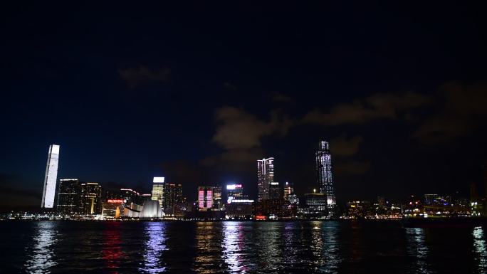 香港维多利亚港夜景远景