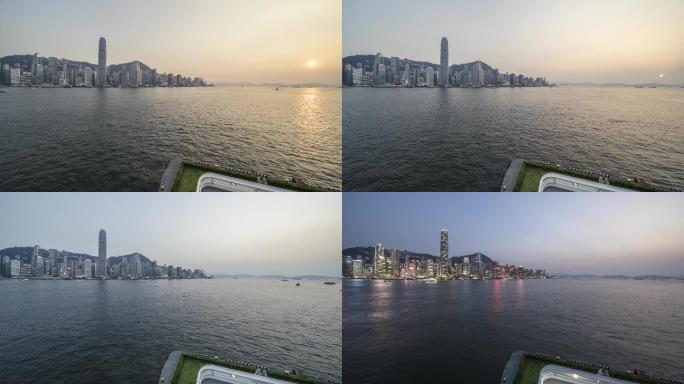 香港新港城维港天际线日落 延时摄影