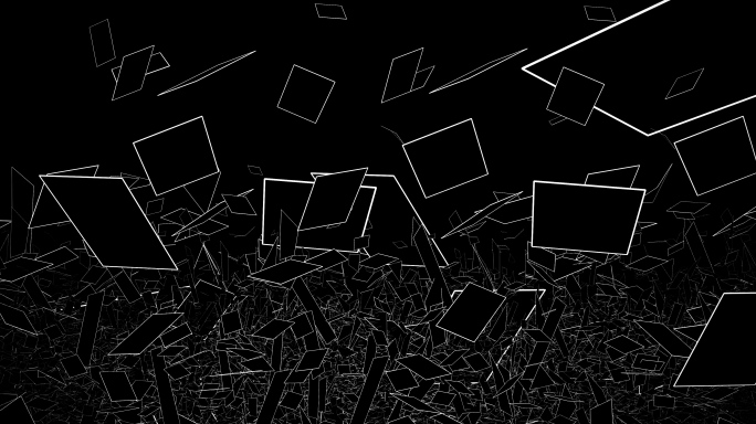 【4K时尚背景】黑白方片山体破碎虚拟光线