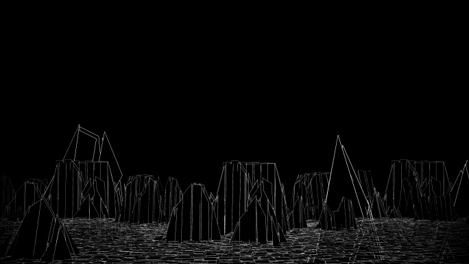 【4K时尚背景】黑白方片山体破碎虚拟光线
